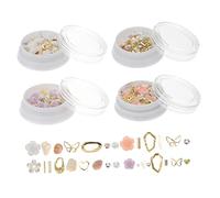 VICASKY 4 Boxes Rose Flower Nail Charms Hollow Metal Manicure Decorations for DIY Nail Art with Mixed Styles Durable and Safe for Personal and Professional Use