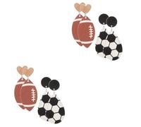 VICASKY 4 Pairs Football Rugby Drop Earrings Lightweight Pendant Jewelry for Women Skin-friendly Sports Dangle Earrings for Independence Day Celebration