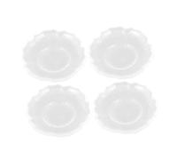 VICASKY 4 Pcs Clear Glass Tea Saucer Round Snack Plate Multipurpose Coffee Spoon Tray for Serving Cookies Fruits and Tea Cups with Traditional Elegant Design