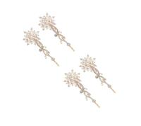 VICASKY 4 pcs Rhinestone Hair Barrettes Bridal Wedding Hair Pins Elegant Flower Clips for Bridesmaids and Women Flexible Grip for Weddings and Parties