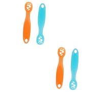 VICASKY 4 Pcs Silicone Trainer Spoon Set Childs Cutlery Set Toddler Fork and Spoon Durable Utensils Microwave Dishwasher Safe