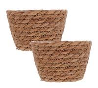 VICASKY 4 Pcs Wicker Plant Pots Indoor Basket Pot Woven Rattan Planter Baskets Flower Outdoor Straw Seagrass Flowerpot Storage Container Hand for and Plants with Liner Small Rustic Home Decor Holder