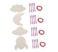 VICASKY 4 Sets DIY Wooden Wind Chime Kit with Clouds Moon Spaceship Rocket Cutouts for Preschool Creative Craft Activity Educational Fine Motor Skill Development and Indoor Outdoor Decor
