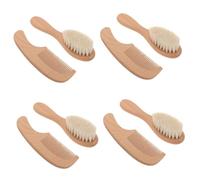 VICASKY 4 Sets Hair Brush and Comb for Newborn Wood Cradle Cap Brush Scalp Cleaning Bath for Shower