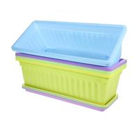 VICASKY 4 Sets Rectangular Window Planters with Trays Scratch-resistant Succulent and Flower Pot Boxes for Indoor Outdoor Balcony Garden Patio Use Multi-color Blue Purple Green Yellow