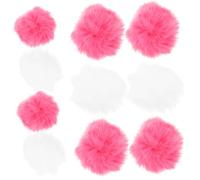 VICASKY 40 pcs Fluffy Pom Poms for DIY Crafts Lightweight Soft Faux Fur Balls for Clothing Hat Shoe Decoration Keychain Accessories with White and Watermelon Red Colors