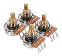 VICASKY 4pcs A500k Metal Guitar Audio Potentiometer with Plastic Knob, 18mm 24-tooth Split Shaft for Electric Guitar Volume Tone Control, Precision Smooth Rotation