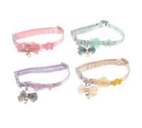 VICASKY 4pcs Adjustable Lace Embroidered Cat Collars with Bowtie Charm Multi-color Breakaway Neckwear for Kitten Growth and Daily Wear