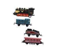 VICASKY 4Pcs Alloy Retro Steam Train Pull Back Set for Boys Model Vehicles Educational Mini Train Connecting Cars Black