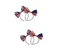VICASKY 4pcs American England Flag Bow Headdress Independence Day Hair Headband Bowknot Hair Loop Clasp Band for Women Girls