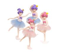VICASKY 4pcs Ballerina Crafts Birthday Cake Ornaments Ballet Girl Figurines DIY Cake Decor for Elegant Dancing Statue for Party Tabletop Decoration