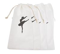 VICASKY 4Pcs Ballet Dance Shoe Storage Bags Cotton Drawstring Bags for Convenient Dance Shoe Organization for Travel and Performance