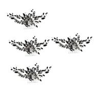 VICASKY 4pcs Black Crystal Wedding Hair Comb for Brides Lightweight Handmade Bridal Headpiece with Shiny Decorative Rhinestones Comfortable Fit for Wedding Parties and Special Occasions