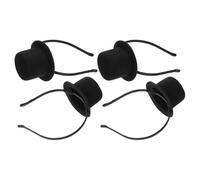 VICASKY 4pcs Black Small Top Hat Headband Set Vintage 1920s Style Party Hair Hoop for Cosplay, Tea Party, Holiday Celebrations and Carnival Dress up Accessories