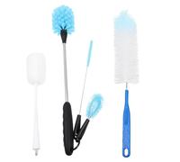 VICASKY 4pcs Bottle Brush Set Stainless Steel Handle, Multipurpose Cup and Water Bottle Cleaner for Narrow Necks, Blue Cleaning Brushes for Feeding Accessories