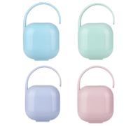 VICASKY 4pcs Box Soother Case and Portable Pp Pacifier Storage Box with Carrying Handle Can Be Attached to Strollers and Diaper Bags Random Color