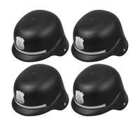 VICASKY 4pcs British Bobby Helmet Plastic Policeman Badge Hats for Halloween Cosplay Party Role Play Costume Accessories