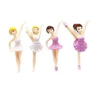 VICASKY 4Pcs Cartoon Ballerina Cake Toppers Adorable Birthday Cake Decorations for White and Purple Ballet Girl Ornaments for Party Baking Accessories