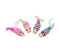 VICASKY 4pcs Cat Chew Mice Shape Kitten for Indoor Cats Sturdy Sisal Material with Blue and Pink Color Interactive Pet for Biting and Hunting Practice