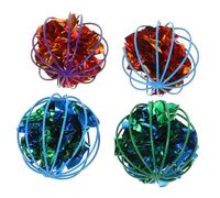 VICASKY 4pcs Cat Crinkle Balls Interactive Paper Toys Colorful Sparkle Indoor Chase Toys for Kitten and Cat Play Random Color