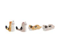 VICASKY 4Pcs Ceramic Chopsticks Holder Japanese Style Cat Design Chopstick Racks for Home Kitchen Tableware Utensil Rest Porcelain Fork Spoon Stand