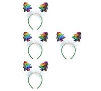 VICASKY 4pcs Christmas Tree Headband with Pet Cloth Holiday Hair Hoop