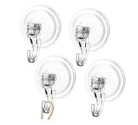 VICASKY 4pcs Clear Suction Cup Hooks Shower and Towel Hooks for Bathroom Kitchen and Window Use Easy No Drill Installation Heavy Duty Wreath Hangers