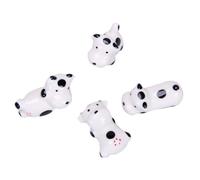 VICASKY 4pcs Cow Ceramic Chopsticks Rest Stand Tableware Accessory, White, Easy to Wash, Keep Table Clean, Prevent Rolling, for Chopsticks and Spoons, Dinner Table Decor
