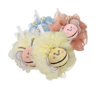 VICASKY 4pcs Cute Bath Loofah Sponge Set, Soft Gentle Shower Pouf for Newborns, Cartoon Bee Bath Balls in Pink, Blue, Beige and Yellow for Bathing