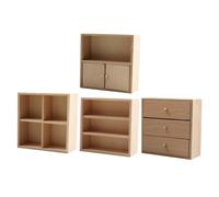 VICASKY 4pcs DIY Miniature Wooden Cabinet for Dollhouse Living Bedroom Realistic Tiny Furniture for Creative Craft Storage and Model Display Precise Handmade Micro Home Decor
