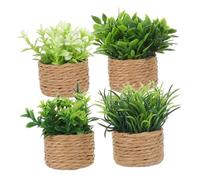VICASKY 4pcs Doll House Green Plant Model Planter Ornaments Dollhouse Plant Crafts Miniature Flower Potted Dollhouse Flowers in Pot Miniature Model Tiny Faux