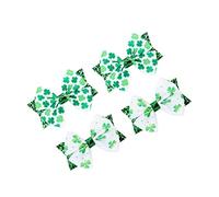VICASKY 4pcs Double-Layer Bowknot Clover Hair Clip Light Green Dark Green St Patrick's Day Hairbow Hairpin Child Baby Outfits Polyester