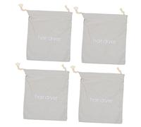 VICASKY 4pcs Drawstring Hair Dryer Bags Lightweight Canvas Storage for Travel Home Dustproof Carrier with English Embroidery Convenient Organizers for Hair Styling Tools