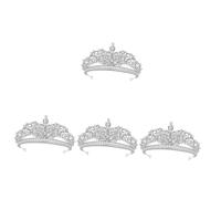 VICASKY 4pcs Elegant Silver Rhinestone Bridal Tiara Lightweight Wedding Headwear for Bride Party Prom Photography Accessory