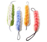 VICASKY 4Pcs Exfoliating Bath Scrubber Dual Colored Body Shower Strips for Men Women Soft and Rough Texture for Smooth Skin Bathing Accessory