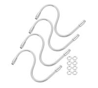 VICASKY 4pcs Flexible Gooseneck Microphone Extension Tubes 6mm X 250mm Chrome Metal Arms with M8 Male Thread for Mic Stand Accessories and Podcast Studio Use