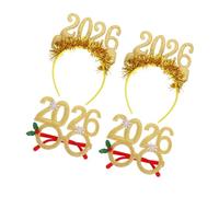 VICASKY 4PCS Glitter Year Party Headbands with Fun Sunglasses Lightweight Comfortable Holiday Hair Hoops for Christmas and Year Eve Festive Accessories