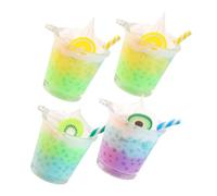 VICASKY 4pcs Glow-in-the-Dark Mini Fruit Cups for Jewelry Making Luminous Dessert Cup Charms for DIY Crafting and Party Favors