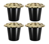VICASKY 4PCS Grave Flower Holders Insert with 16 Holes for Graveside: Plastic Gold-Plated Cemetery Memorial Flower Pot Insert Grave Vase for Floral Graveside Decor