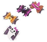VICASKY 4pcs Halloween Hair Bows for Girls Cute Hat and Pumpkin Designs Alligator Clips Accessories for Little Girls Halloween Costumes