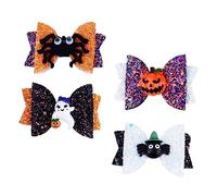VICASKY 4pcs Halloween Hairpin for Festive Bowknot Hair Clips with Spider Pumpkin Ghost Decorations Childrens Headdress Accessories