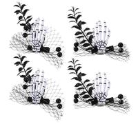 VICASKY 4pcs Halloween Skull Hand Zombie Punk Horror Hair Clips Skeleton Zombie Headpieces for Women Girls for Halloween Costume Accessories Party Decorations