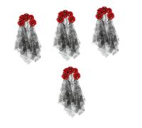 VICASKY 4pcs Halloween Veil Headband Flower Veil Masquerade Goth Accessories Floral Crown Mexican Festival Women