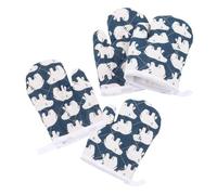 VICASKY 4pcs Heat Resistant Oven Mitts Thickened Insulated Microwave Gloves with Non-slip Grip for S Safe Cooking and Baking Cute Bear Design Comfortable Fit
