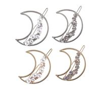 VICASKY 4pcs Hollow Moon Hairpins with Pearl Rhinestone Accents Lightweight Women Hair Accessories for Secure Hold and Elegant Styling for Weddings Parties and Daily Use