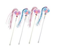 VICASKY 4pcs Interactive Cat Teaser Sticks with Bells Scratch-resistant Kitten Teasing Purple Indoor Cat Play to Stimulate Curiosity and Promote Exercise