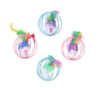 VICASKY 4pcs Interactive Plush Mouse Ball for Indoor Cats Creative Caged Rat Bright Colors Mentally Engaging Fun for Chasing and Catching Reduces Stress Random Colors Random Color