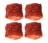VICASKY 4pcs Lifelike Fake Cooked Beef Cubes Model Realistic Meat Decoration for Restaurant Display Kitchen Props Photography Hotel and Museum Use