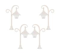 VICASKY 4pcs Miniature Dollhouse Street Light with Realistic Illumination, Vintage White Abs Lamp Post, Plug and Play, for Collector Displays and Birthday Party Settings