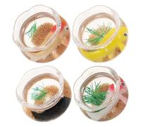 VICASKY 4pcs Miniature Goldfish Bowl Realistic Dollhouse Aquarium Decorations with Sand Elements PVC Fish Tank Figurines for Micro Scene Landscape Desktop Ornaments Enhancing Imaginative